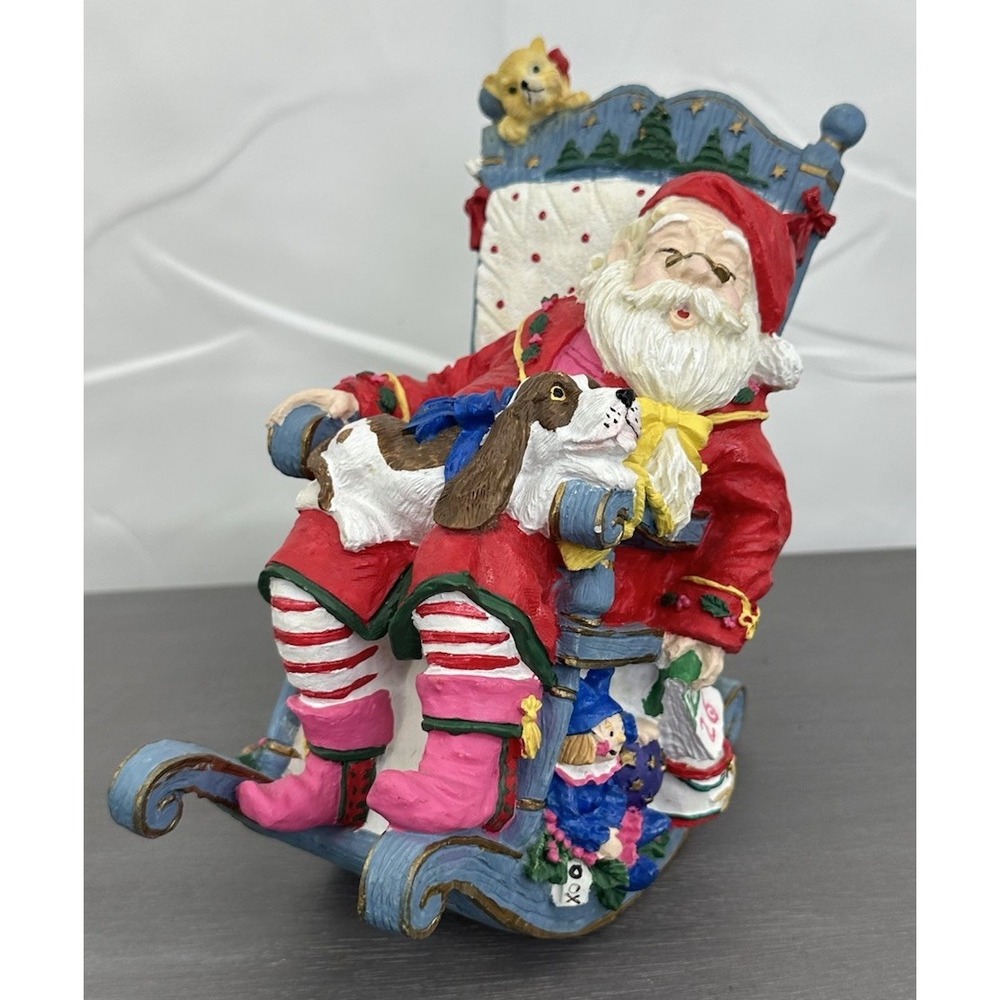 Rocking Chair Musical Wind Up Sleeping Santa Ceramic Rocker Christmas Music Box
